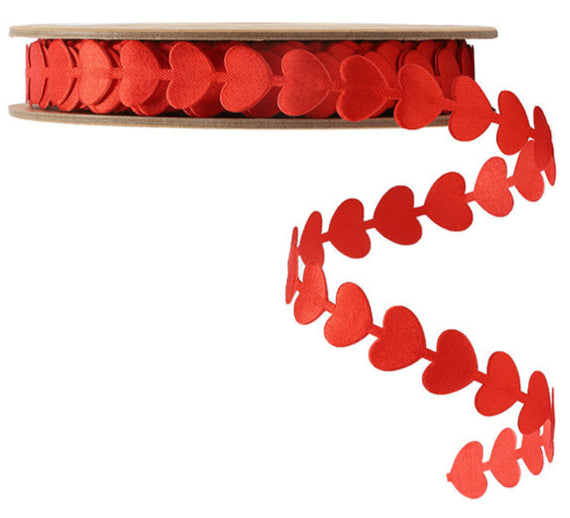 6205-250-16E | 3/4" | Ultra Sonic Trim Running Heart | Red | 10yds