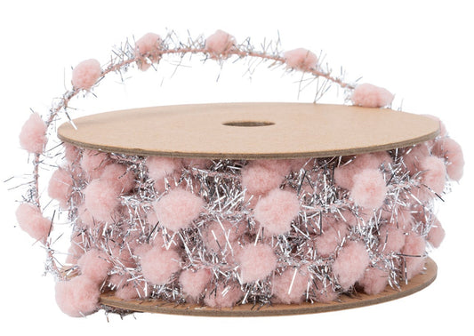 6214-150-16E | 3/8" | Tinsel Pom-Pom | Pink | 10yds
