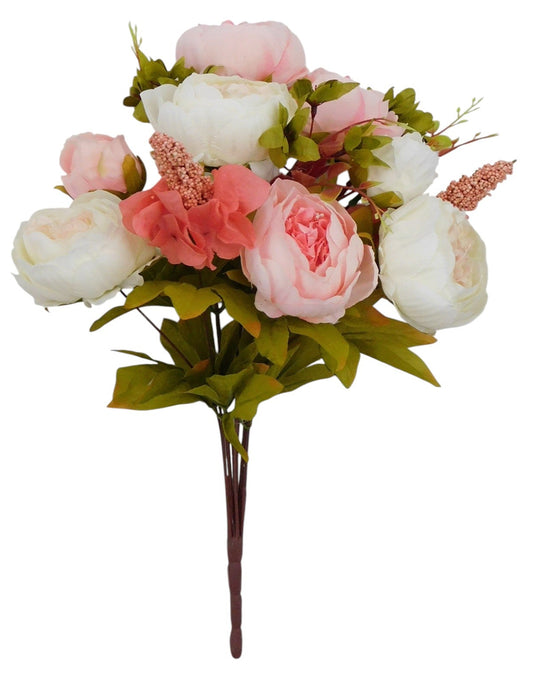 63220-CRPK | 20" | MIXED PEONY BUSH X13 | CREAM/PINK