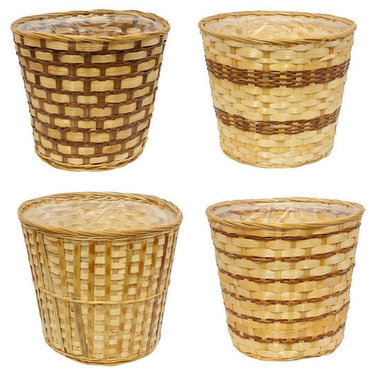KP5079 | 10" | Bamboo/Fern Pot Cover | 4 Asst. Styles
