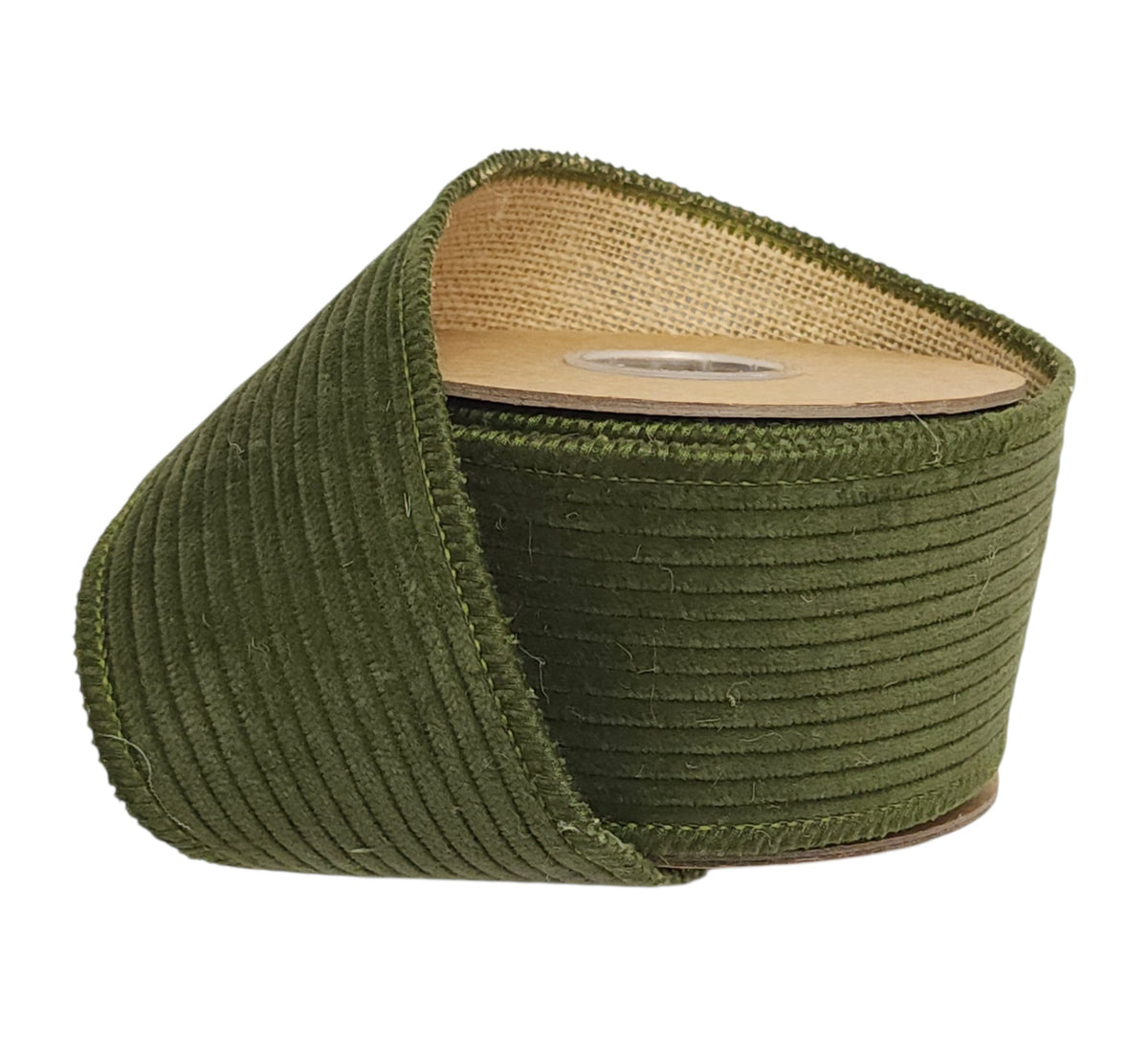 6449W-570-63C | 2.5" | Green Corduroy w/Burlap Backing | 5yds