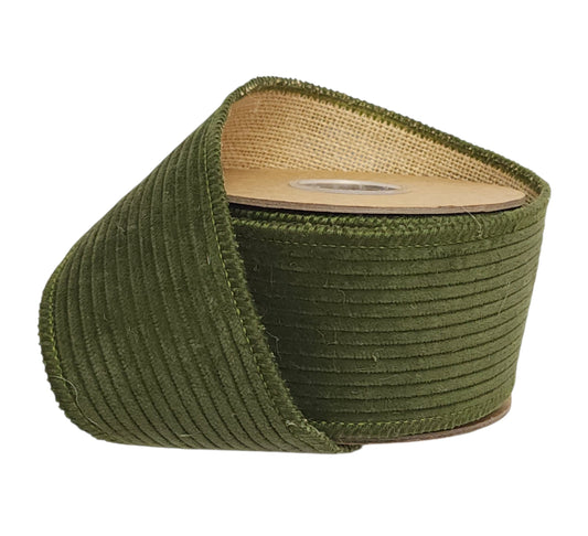 6449W-570-63C | 2.5" | Green Corduroy w/Burlap Backing | 5yds