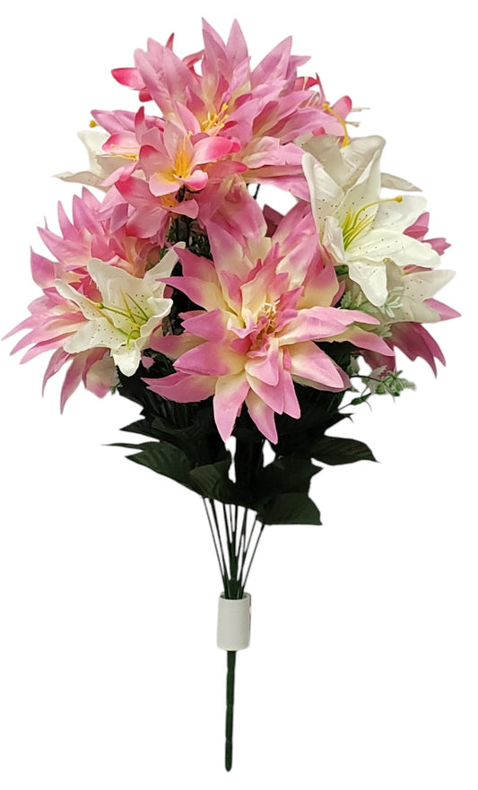 64712 | LG DAHLIA/LILY MIX BUSH X13 | PINK/CREAM