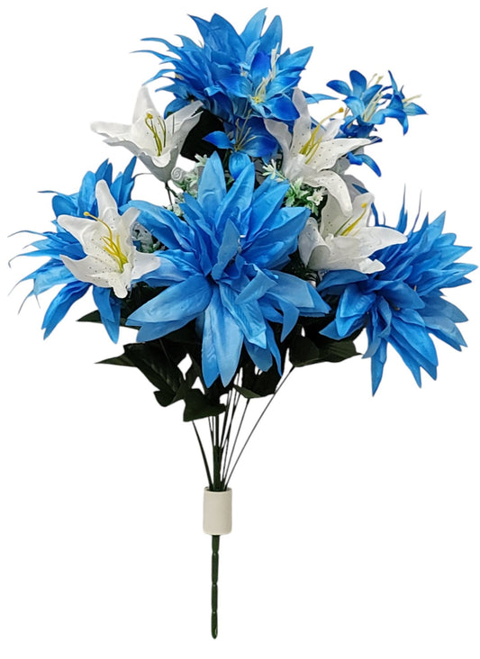 64713 | LG DAHLIA/LILY MIX BUSH X13 | BLUE/CREAM