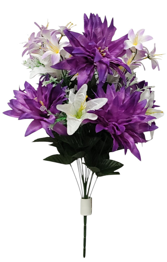 64714 | LG DAHLIA/LILY MIX BUSH X13 | PURPLE/CREAM