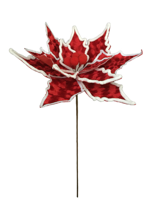 65148 | 30" | FUR SEQUIN EDGE POINSETTIA