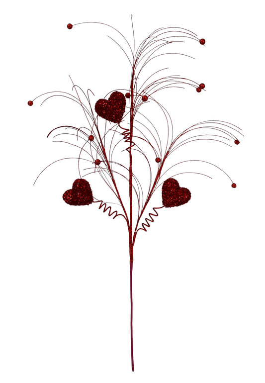 65544-RD | 33" | GLITTER HEART SPRAY X3