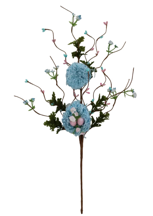 65600-BL | 23" | PASTEL BIRDS NEST EGGS | BLUE