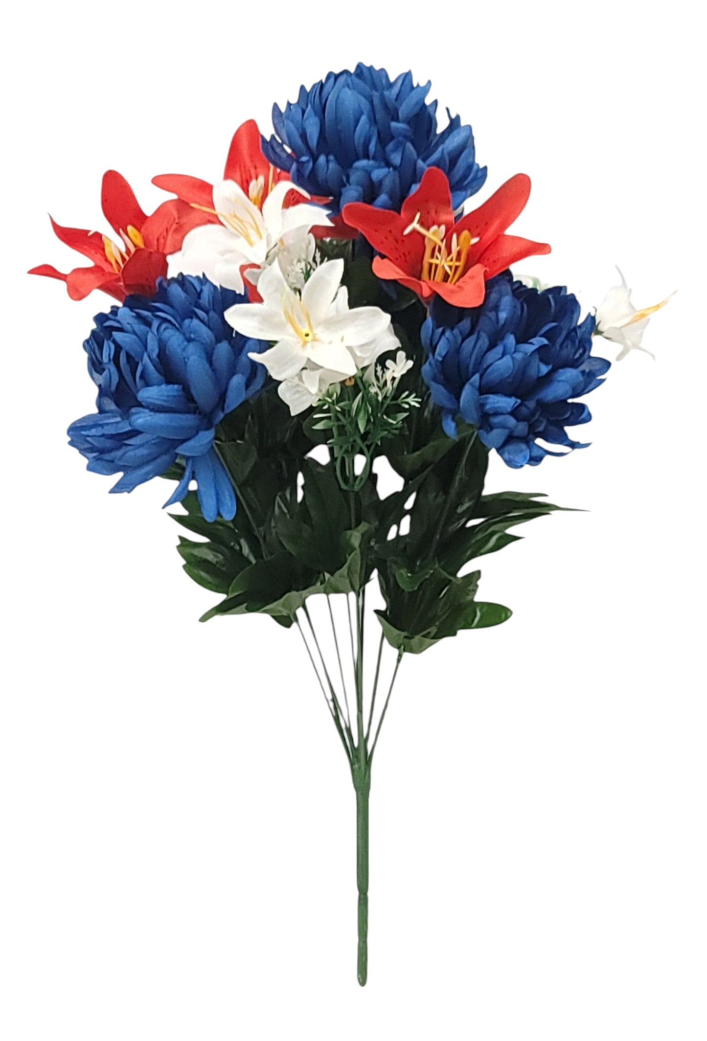 65908 | MUM/LILY MIX BUSH X12 | RED/WHITE/BLUE