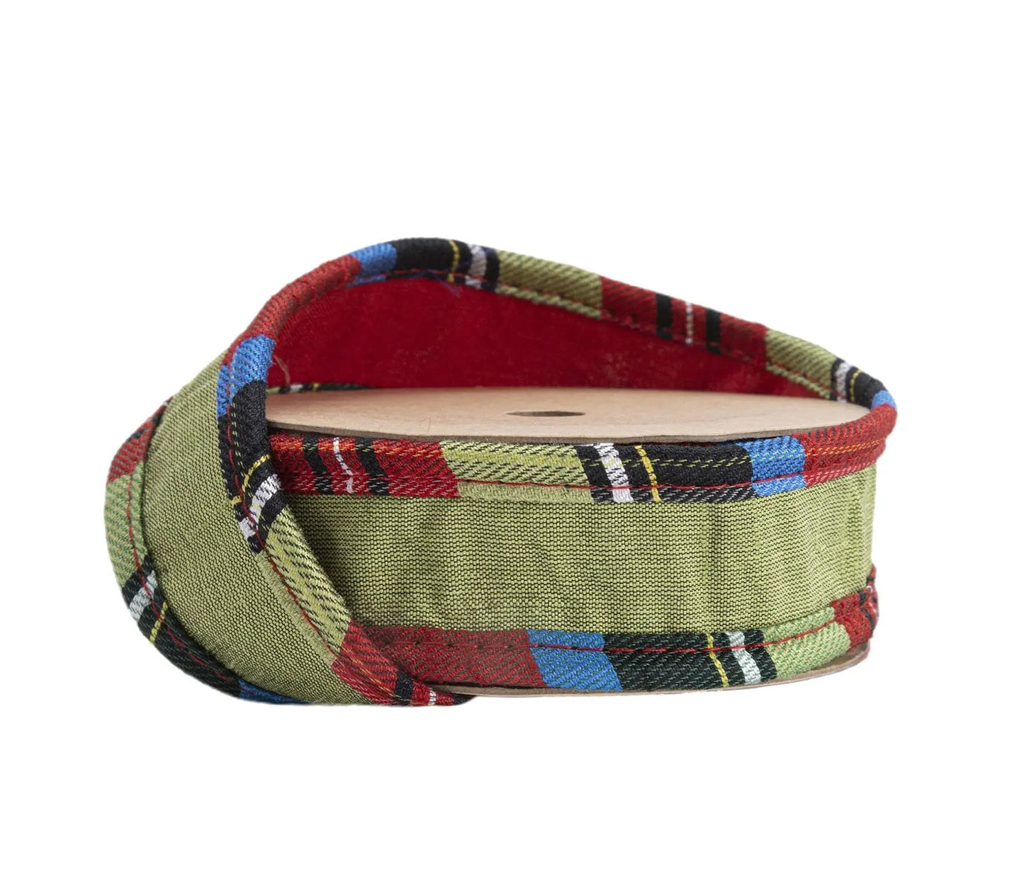 6915W-250-25E | 1" | Reversible Dupioni | Red/Apple Green w/Plaid Cording | 10yds