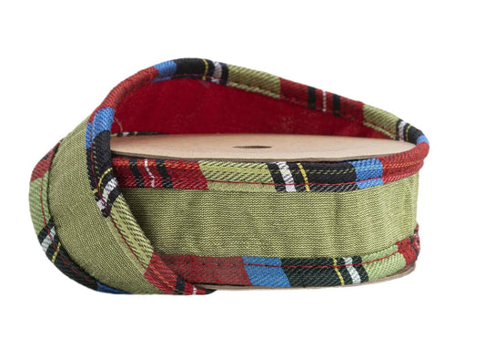6915W-250-25E | 1" | Reversible Dupioni | Red/Apple Green w/Plaid Cording | 10yds
