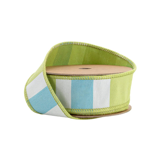 6925W-550-38E | 1.5" | Large Horizontal Stripe w/ Green Backing | Green/White/Blue | 10yds