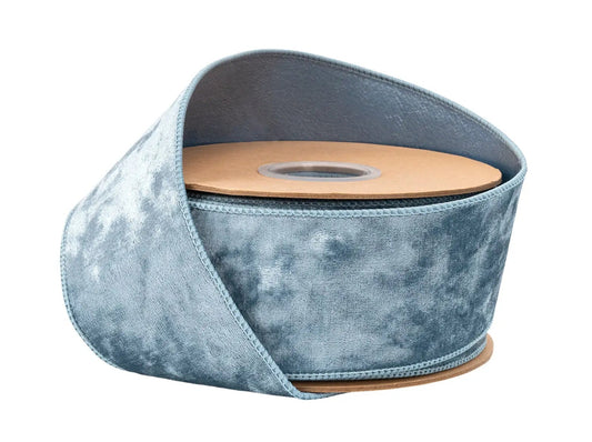 7005W-332-63E | 2.5" | Wired Heritage Velvet Ribbon | French Blue | 10yds