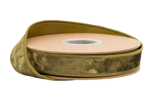 7005W-570-25E | 1" | Wired Heritage Velvet Ribbon | Moss | 10yds