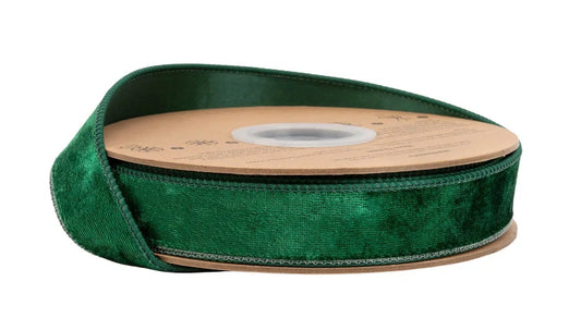 7005W-589-25E | 1" | Wired Heritage Velvet Ribbon | Hunter | 10yds