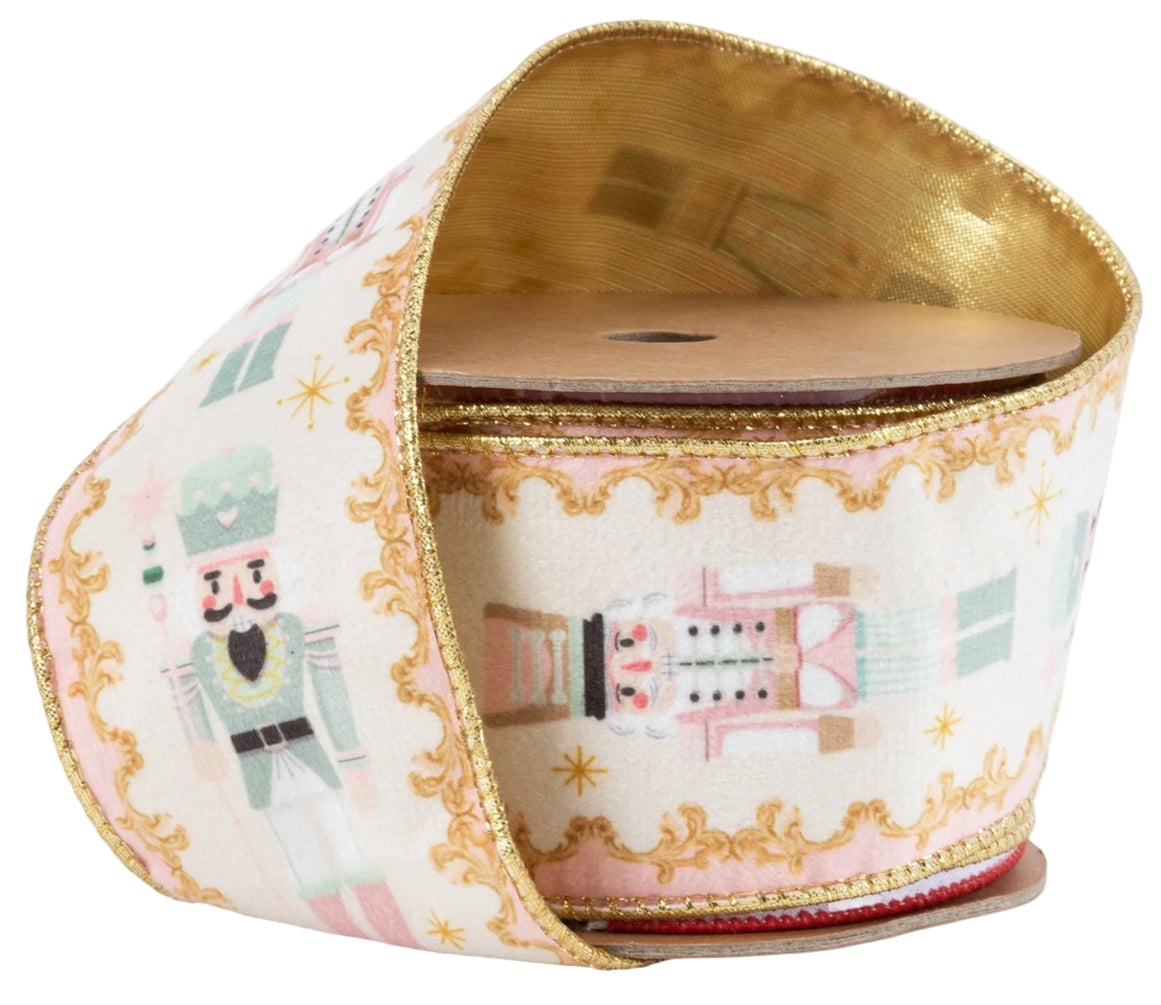 7016W-150-63E | 2.5" | Velvet Ribbon Pink Nutcracker | 10yds