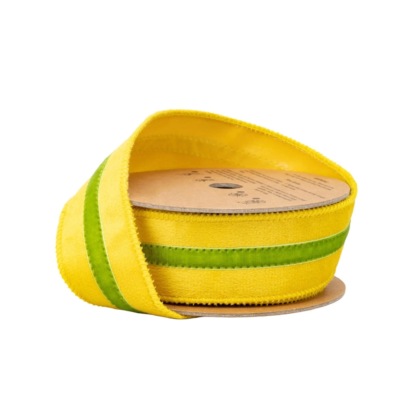 7021W-662-38E | 1.5" | Velvet Ribbon w/ Trim | Yellow/Green Trim | 10yds