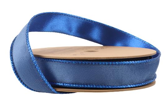 7115W-352-25E | 1" | Electric Blue/Shimmer Blue | Reversible Classic Velvet Wired Ribbon