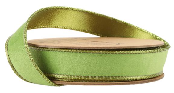 7115W-544-25E | 1" | Reversible Classic Velvet Ribbon | Lime/Shimmer Lime | 10yds - A&B Wholesale Market Inc