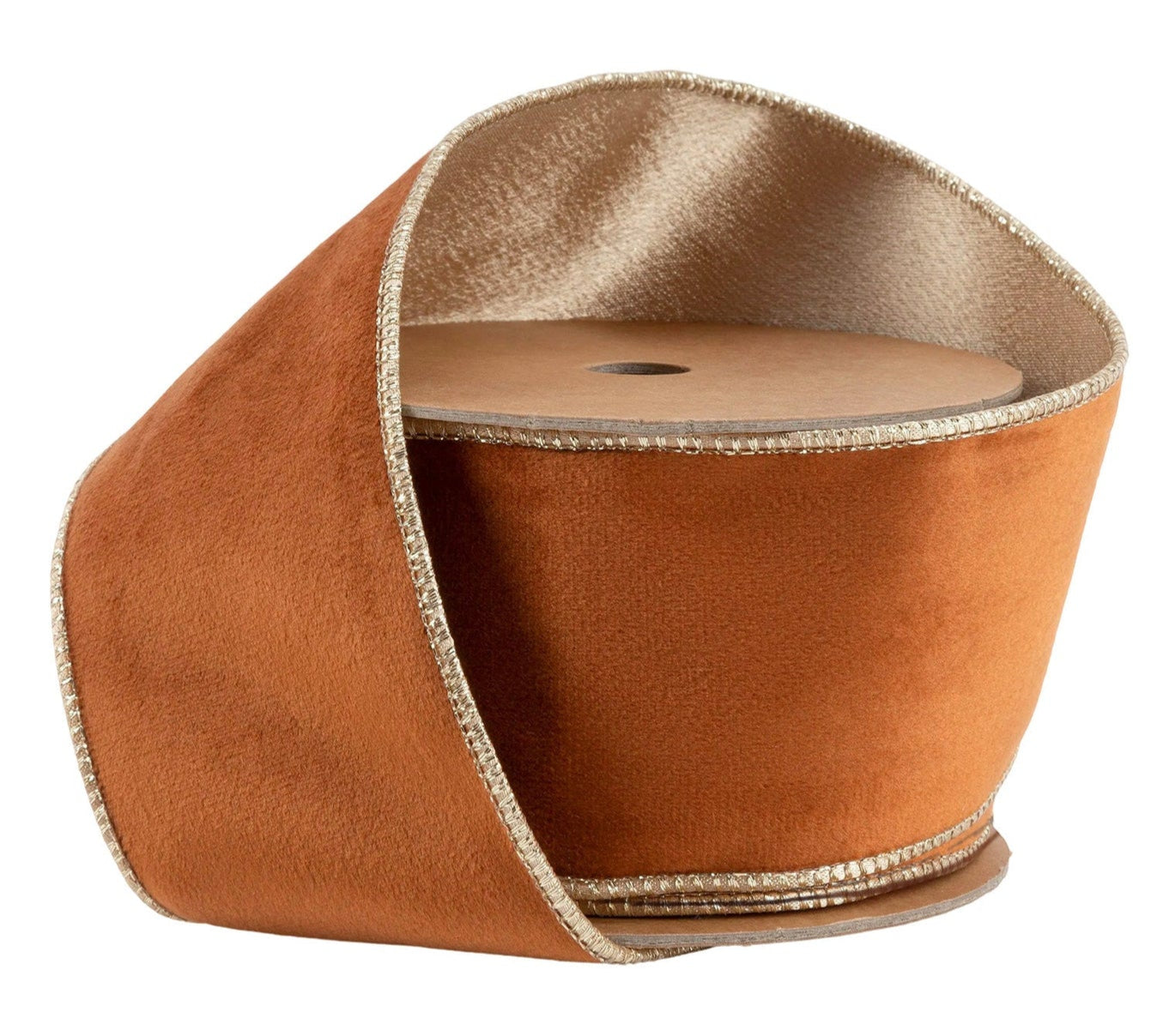 7115W-785-63E | 2.5" | Reversible Classic Velvet Ribbon | Rust/Gold | 10yds