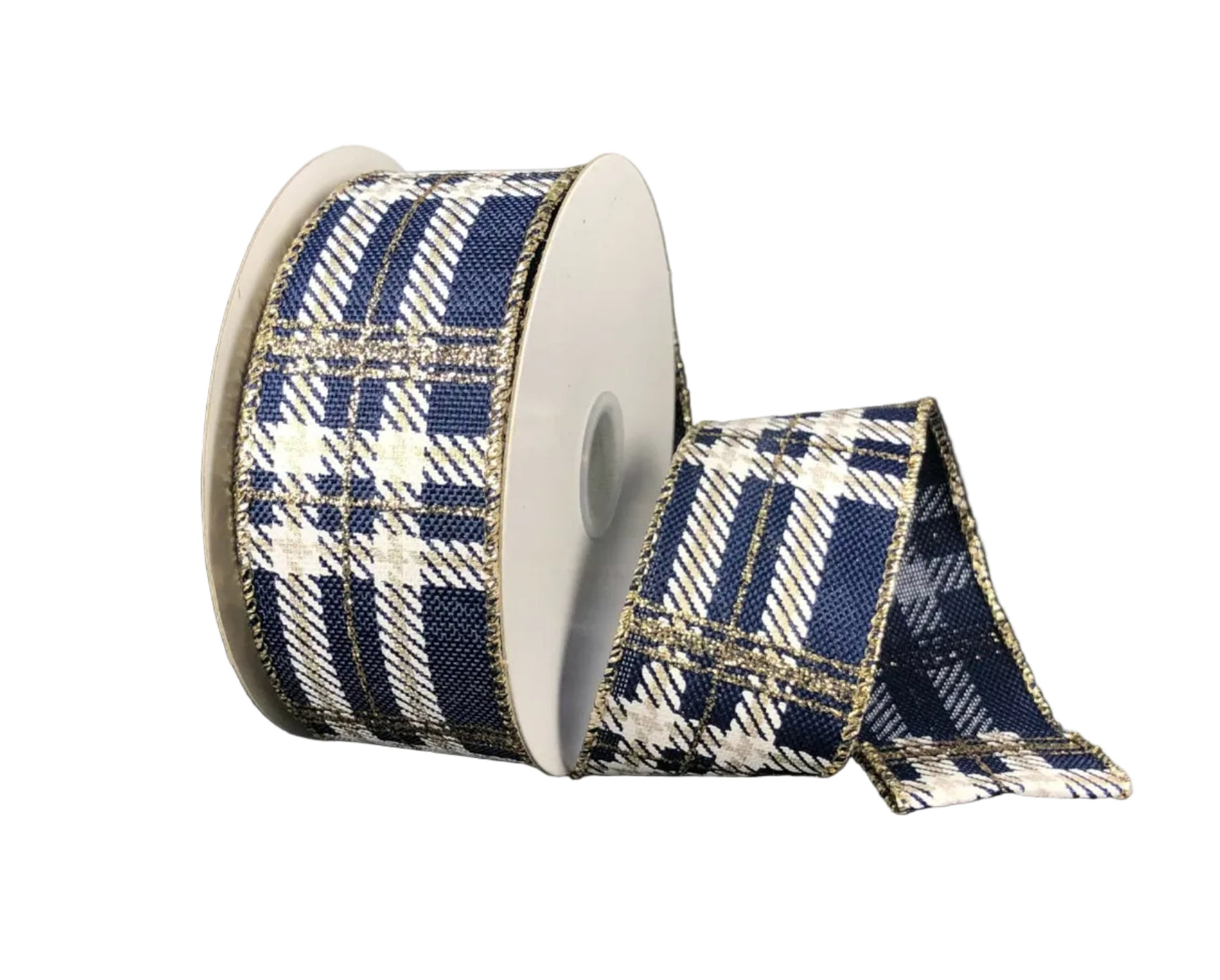 71236-09-27 | 1.5" | GLITTER PLAID PRINT | XMAS BLUE/WHITE/CHAMPAGNE | 10YDS