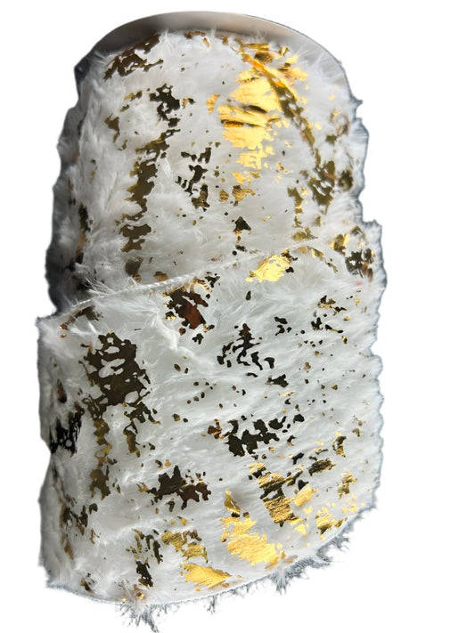 71497-04-40 | 4" | WHITE LONG FURRY/GOLD METALLIC FLAKES | 5Y