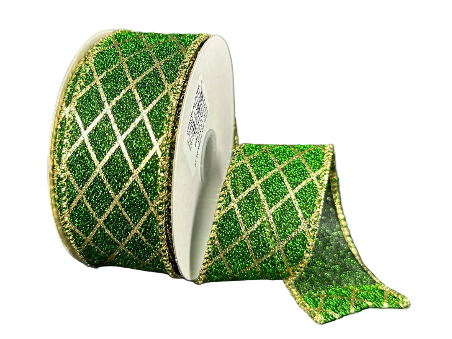 71668-09-29 | 1.5" | FUZZY METALLIC GREEN/GOLD DIAMOND LINES | 10YDS