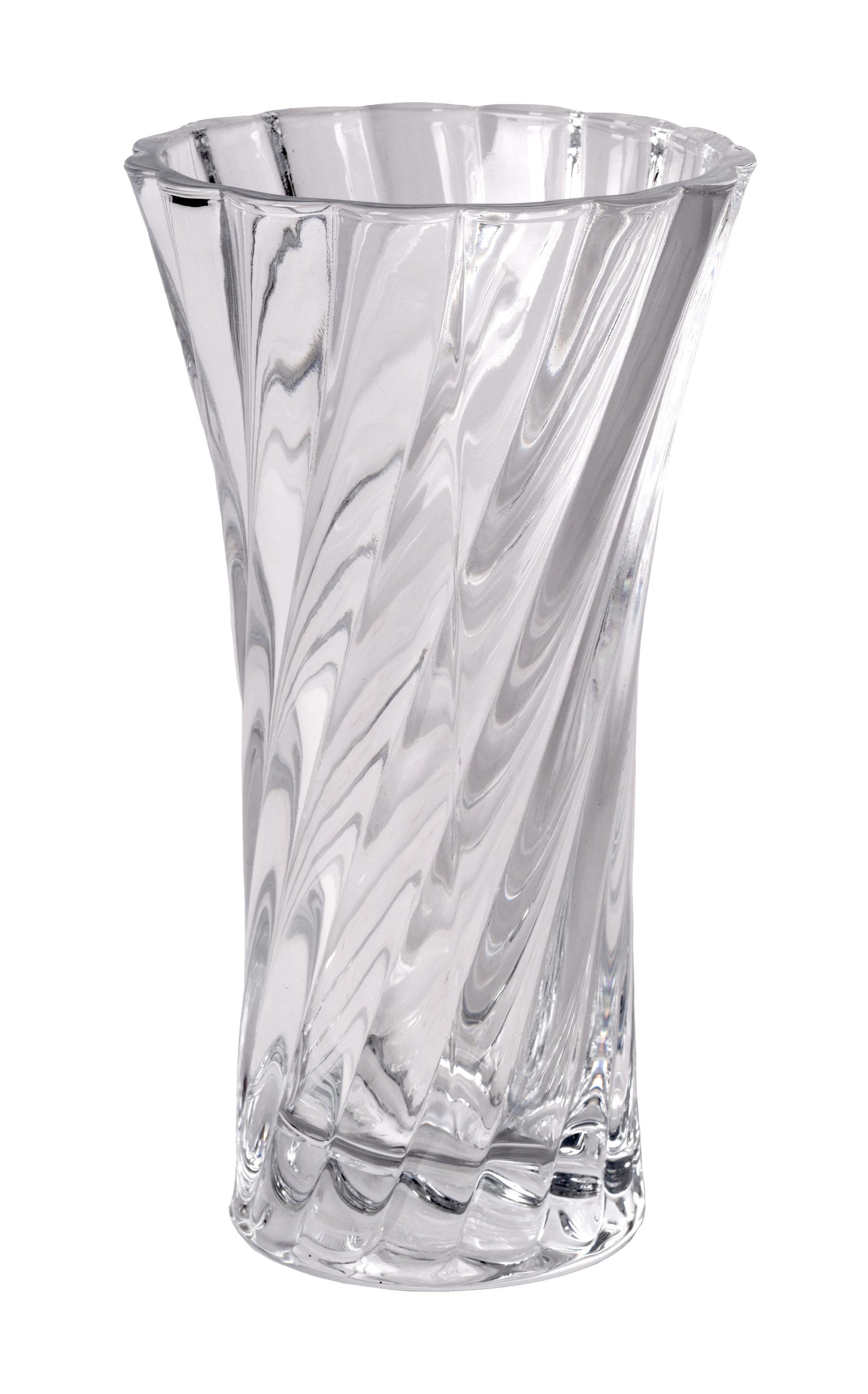 GM6073 | 7.75"H x 4.25"Dia | Swirl Glass Vase | Clear