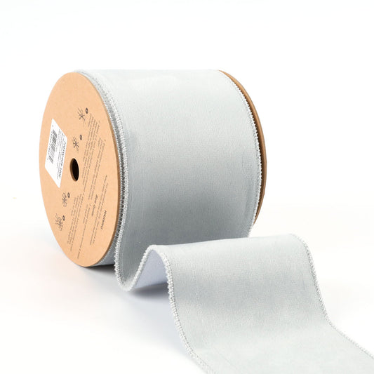 7201W-029-100E | 4" | SILVER/LT. SILVER | REVERSIBLE CLASSIC VELVET/SHIMMER WIRED RIBBON | 10YDS