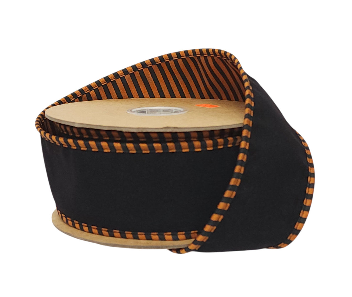 7254W-750-63E | 2.5" | Black Velor w/Orange/Black Striped Piping and Backing