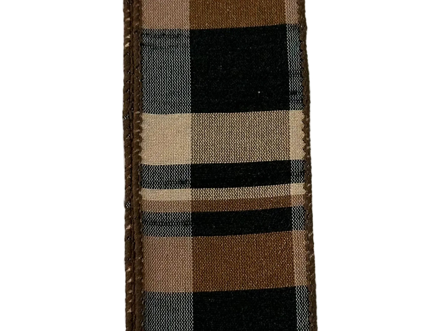 73580-09-38 | 1.5" | BROWN-TAN-BLK FAUX DUPIONI PLAID | 10YDS