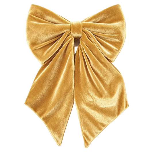 7487-GOLD | 20"W x 12"H | VELVET BOW W/24"L TAIL | GOLD