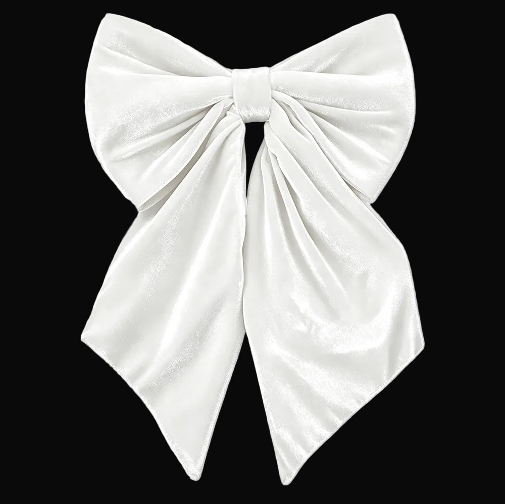 7487-WHITE | 20" x 12" | VELVET BOW W/24" TAIL | WHITE