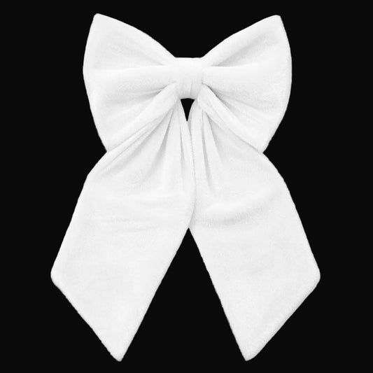 7488-WHITE | 24"W x 15"H | VELVET BOW W/36"L TAIL | WHITE