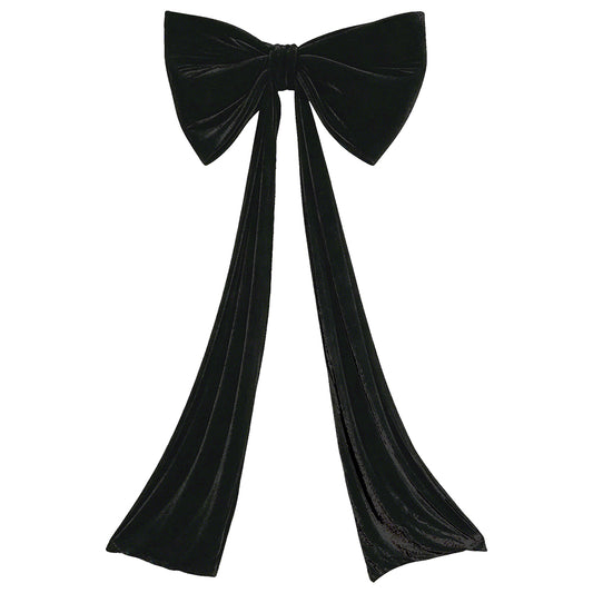 7489-BLACK | 32"W x 18"H | VELVET BOW W/72"L TAIL | BLACK