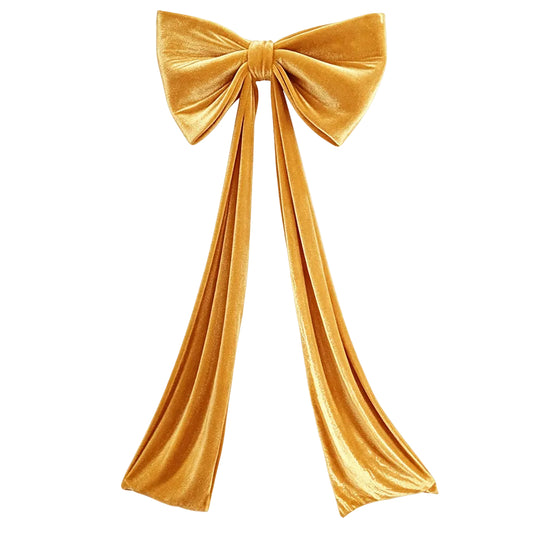 7489-GOLD | 32"W x 18"H | VELVET BOW W/72"L TAIL | GOLD