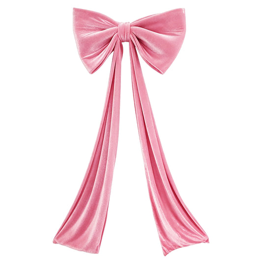 7489-PINK | 32"W x 18"H | VELVET BOW W/72"L TAIL | PINK