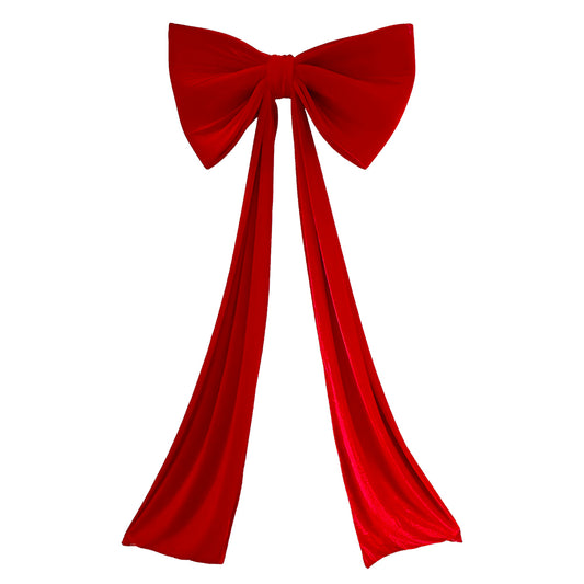 7489-RED | 32"W x 18"H | VELVET BOW W/72"L TAIL | RED