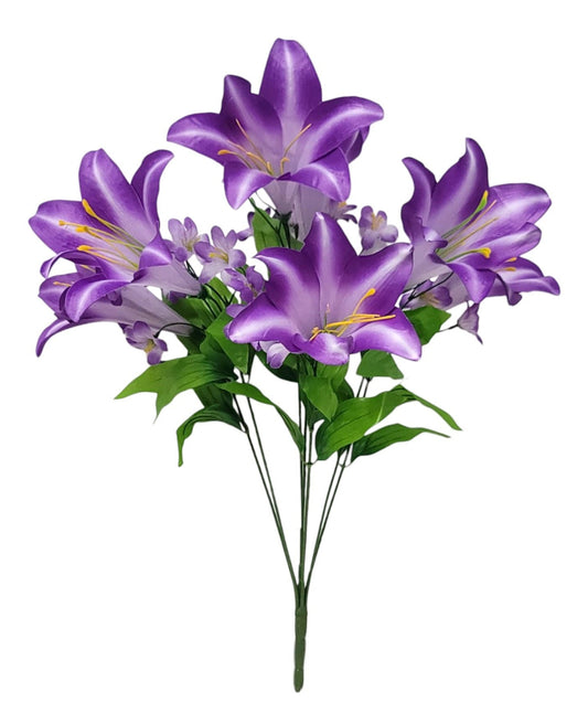 76685 | Lg Trumpet Lily Bush x7 | Purple - A&B Wholesale Market Inc