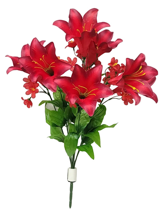 76686 | Lg Trumpet Lily Bush x7 | Burgundy
