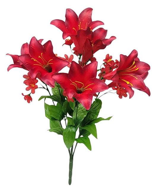 76686 | Lg Trumpet Lily Bush x7 | Burgundy