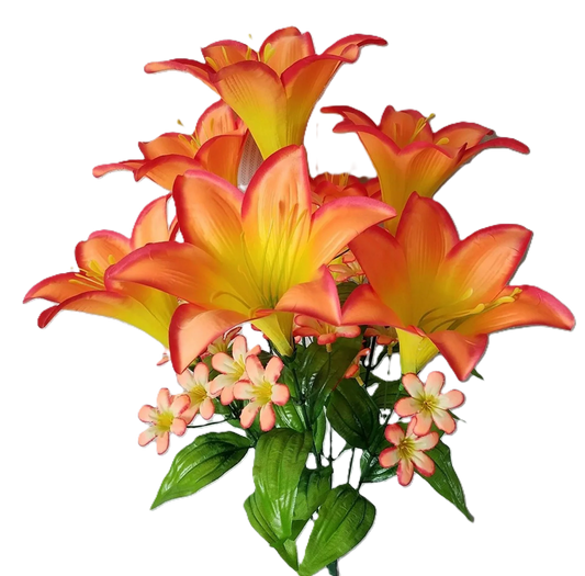 76687 LARGE Trumpet Lily Bush x7 ORANGE