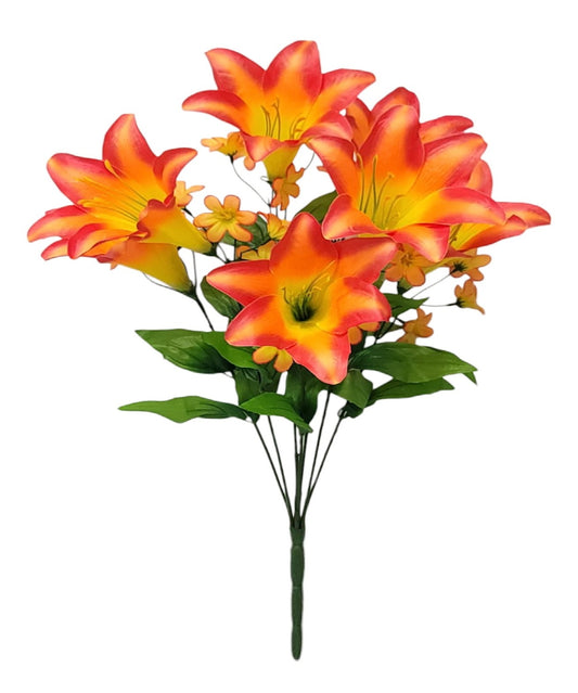 76687 | Lg Trumpet Lily Bush x7 | Orange