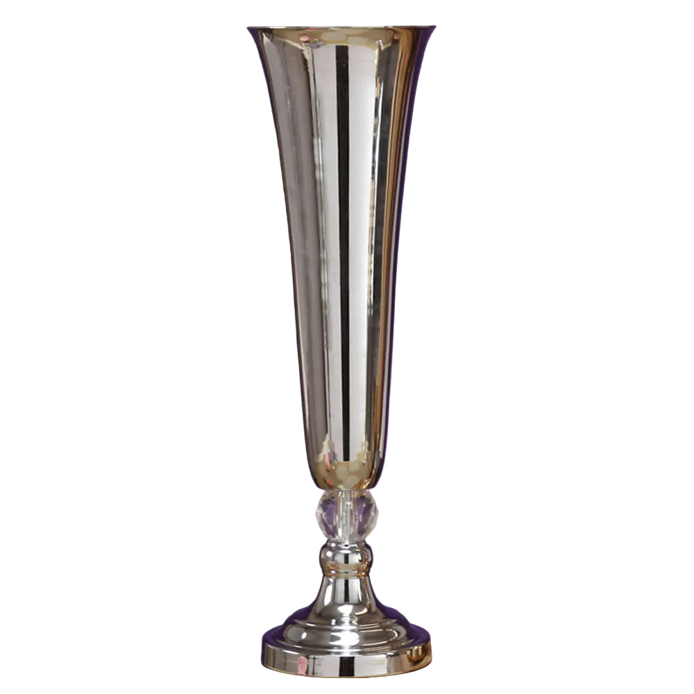 7838-SILVER | 21" | METAL TRUMPET VASE | SILVER