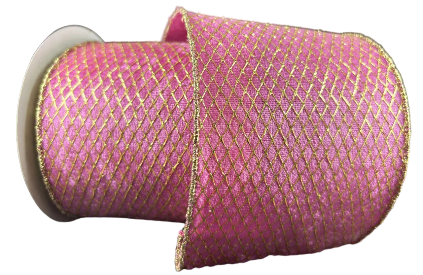 78489-04-28 | 4" | PINK VELVET W/GOLD NET OVERLAY | 10YDS