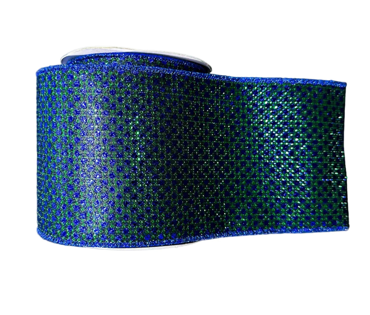 78521-04-08 | 4" | MOSS-ROYAL BLUE METALLIC DRAGONSCALE DOTS | 10YDS