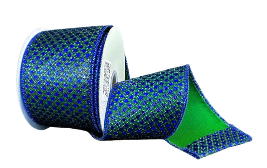 78521-40-08 | 2.5" | MOSS-ROYAL BLUE METALLIC DRAGONSCALE DOTS | 10YDS