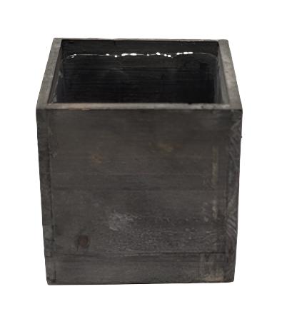 7942GY  6" Cube Gray Wood Planter