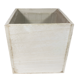 7942WH 6" Cube White Wood Planter