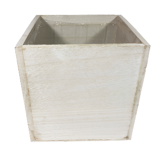 7943WH Small White Wood Cube Planter